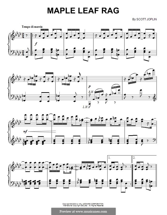 Maple Leaf Rag (Printable Scores): Для фортепиано by Скотт Джоплин