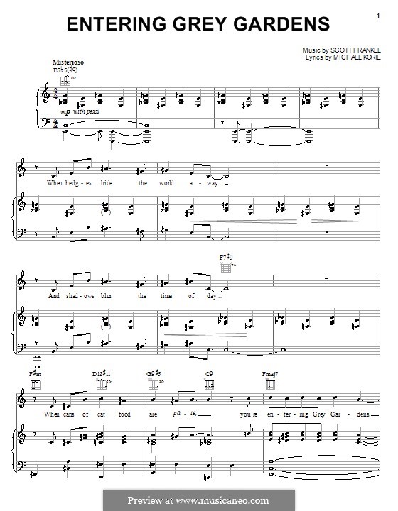 Entering Grey Gardens: Для голоса и фортепиано (или гитары) by Scott Frankel