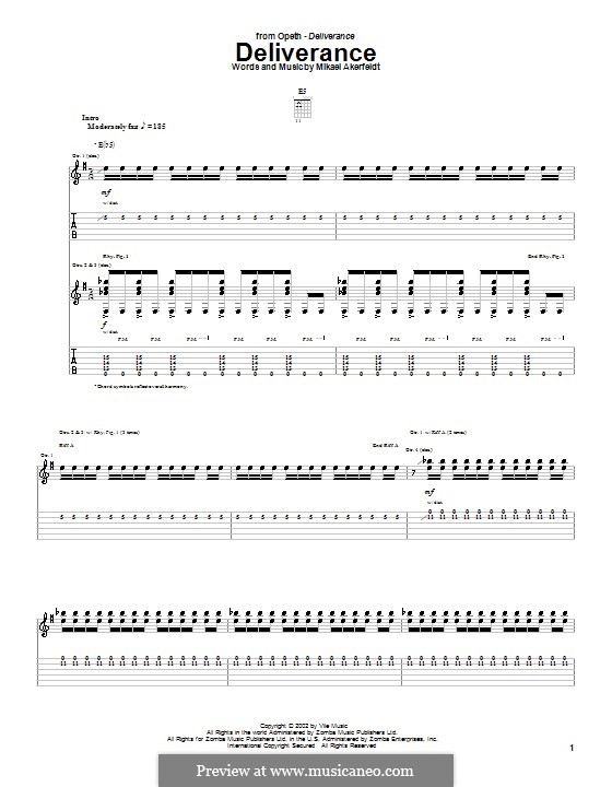 Deliverance (Opeth): Для гитары с табулатурой by Mikael Akerfeldt