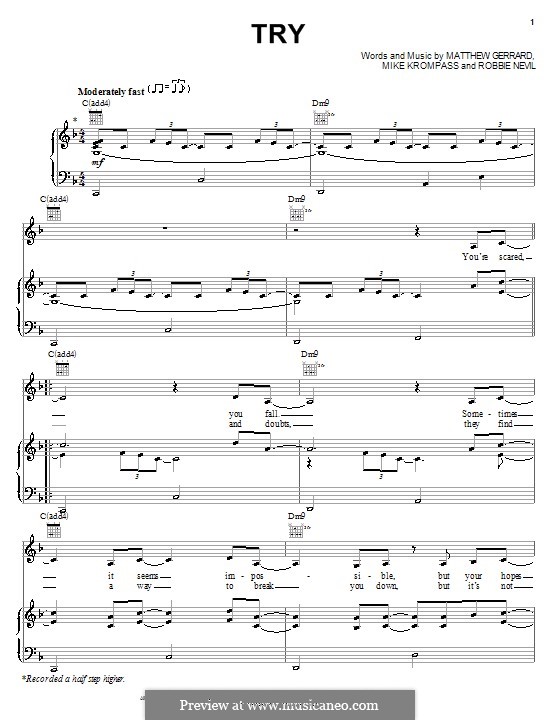 Try (Hayden Panettiere): Для голоса и фортепиано (или гитары) by Matthew Gerrard, Mike Krompass, Robbie Nevil