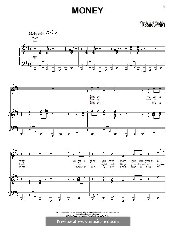 Money (Pink Floyd): Для голоса и фортепиано (или гитары) by Roger Waters