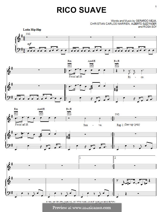 Rico Suave (Gerardo): Для голоса и фортепиано (или гитары) by Alberto Slezynger, Christian Carlos Warren, Gerardo Mejia, Rosa Soy