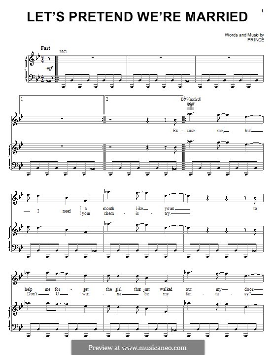 Let's Pretend We're Married: Для голоса и фортепиано (или гитары) by Prince