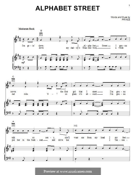 Alphabet Street: Для голоса и фортепиано (или гитары) by Prince