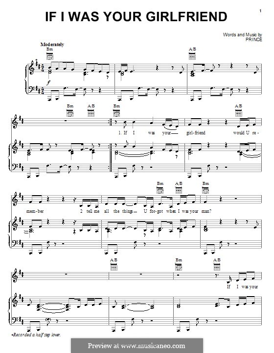 If I Was Your Girlfriend: Для голоса и фортепиано (или гитары) by Prince