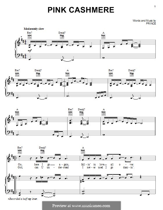 Pink Cashmere: Для голоса и фортепиано (или гитары) by Prince