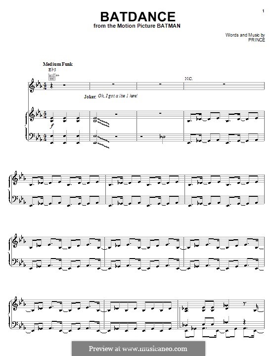 Batdance: Для голоса и фортепиано (или гитары) by Prince