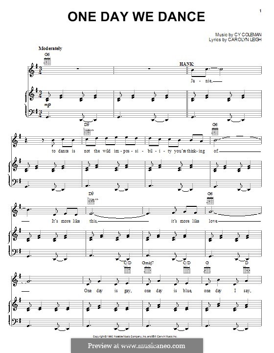 One Day We Dance: Для голоса и фортепиано (или гитары) by Cy Coleman