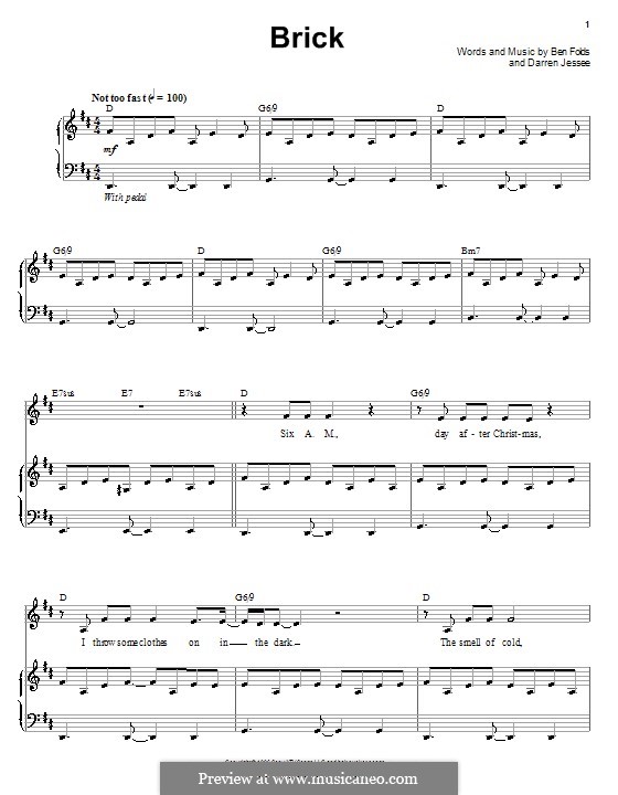 Brick (Ben Folds Five): Для голоса и фортепиано (или гитары) by Ben Folds, Darren Jessee