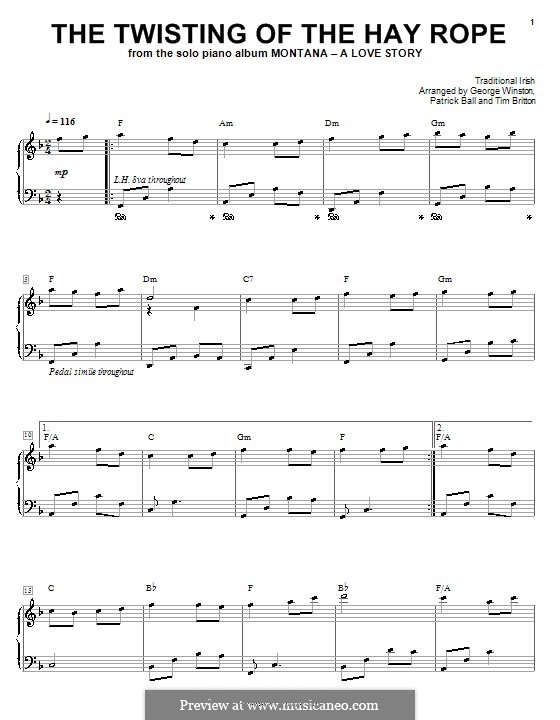 The Twisting of the Hay Rope (George Winston): Для фортепиано by Patrick Ball, Tim Britton