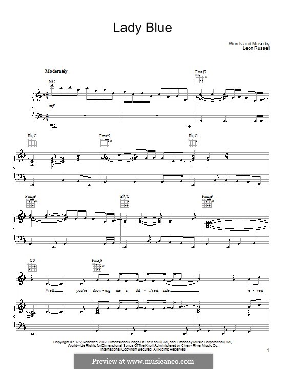 Lady Blue: Для голоса и фортепиано (или гитары) by Leon Russell