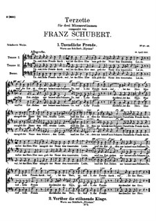 Unendliche Freude, D.51: Vocal score by Франц Шуберт