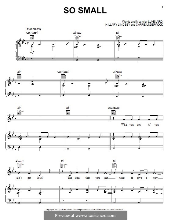 So Small (Carrie Underwood): Для голоса и фортепиано (или гитары) by Hillary Lindsey, Luke Laird