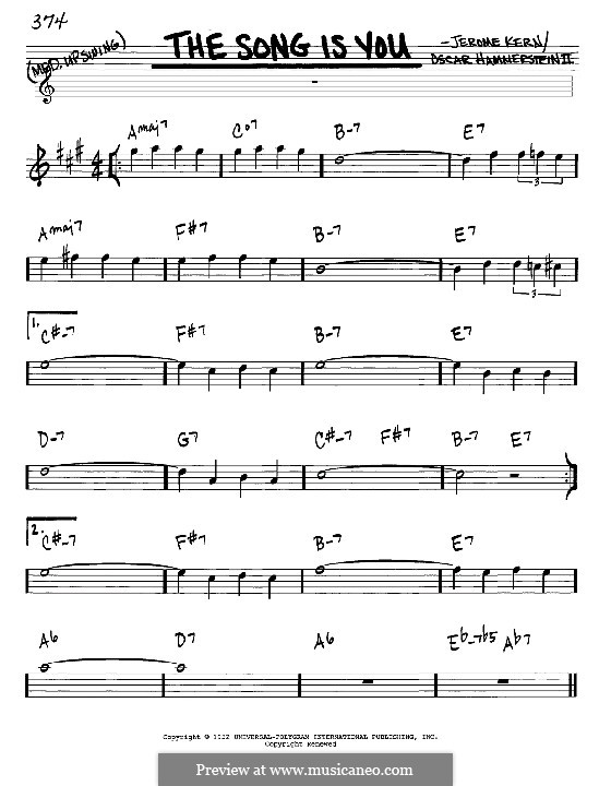 The Song is You: Мелодия и аккорды - инструменты in Es  by Джером Керн