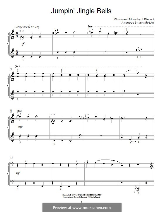 Piano version (printable scores): До мажор by James Lord Pierpont