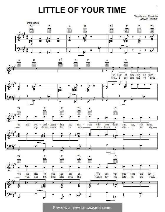 Little of Your Time (Maroon 5): Для голоса и фортепиано (или гитары) by Adam Levine