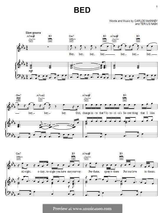 Bed: Для голоса и фортепиано (или гитары) by Carlos McKinney, Terius Nash