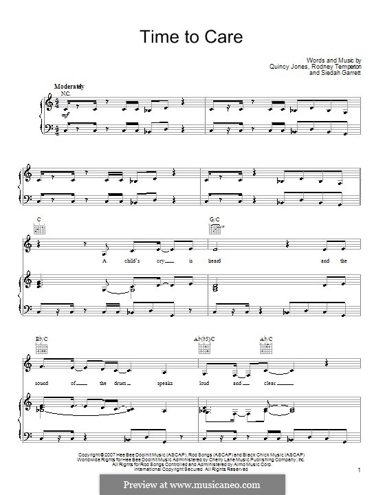 Time to Care (Quincy Jones): Для голоса и фортепиано (или гитары) by Rod Temperton, Siedah Garrett