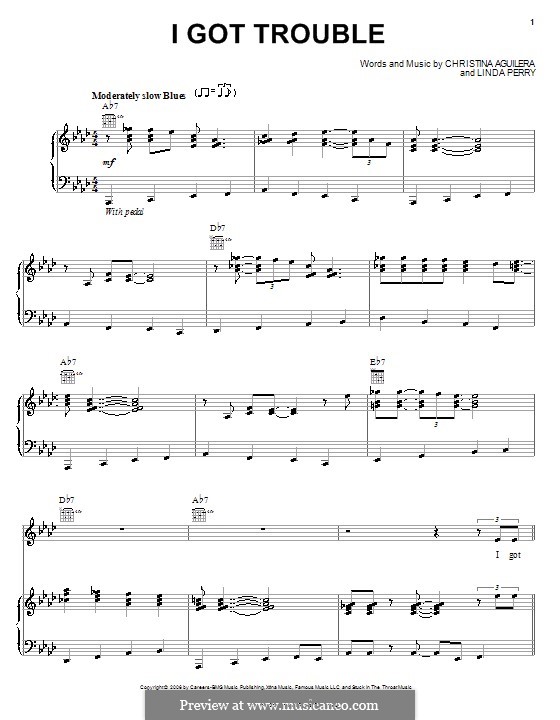 I Got Trouble (Christina Aguilera): Для голоса и фортепиано (или гитары) by Linda Perry
