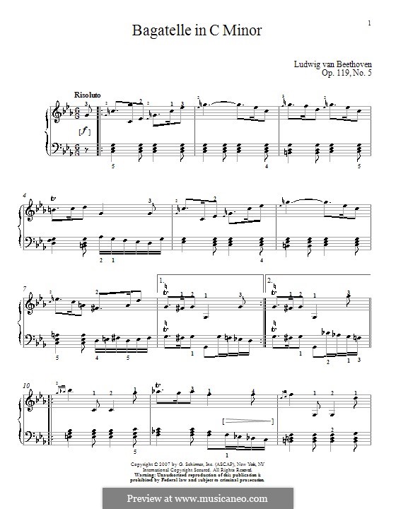 Одиннадцать новых багателей для фортепиано, Op.119: Багатель No.5 by Людвиг ван Бетховен