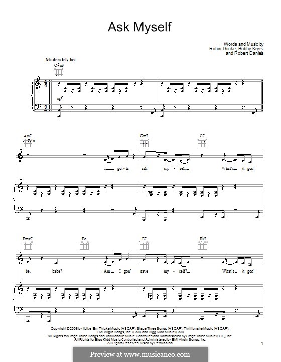 Ask Myself: Для голоса и фортепиано (или гитары) by Bobby Keyes, Robert Daniels