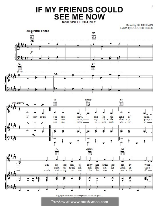 If My Friends Could See Me Now (from Sweet Charity): Для голоса и фортепиано (или гитары) by Cy Coleman
