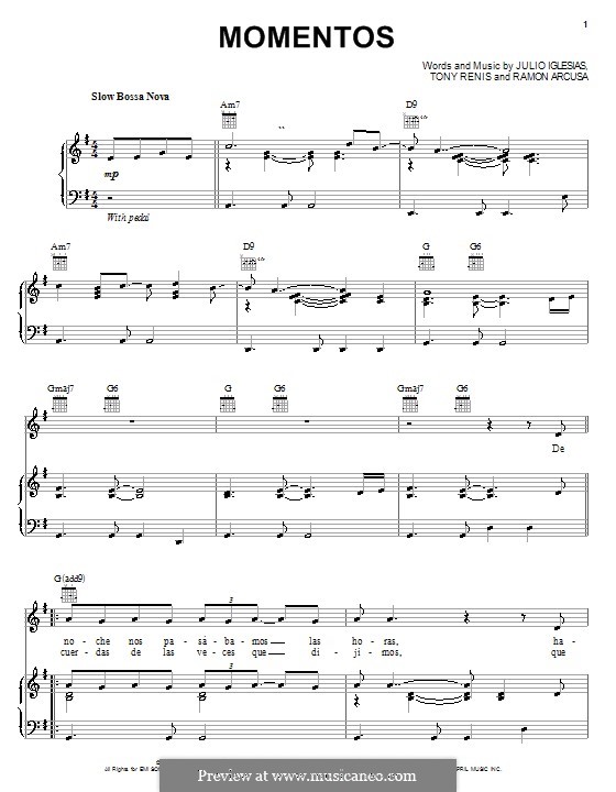 Momentos (Andrea Bocelli): Для голоса и фортепиано (или гитары) by Ramon Arcusa, Tony Renis
