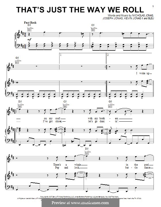 That's Just the Way We Roll (Jonas Brothers): Для голоса и фортепиано (или гитары) by Joseph Jonas, Kevin Jonas Sr., Nicholas Jonas, William James McAuley III