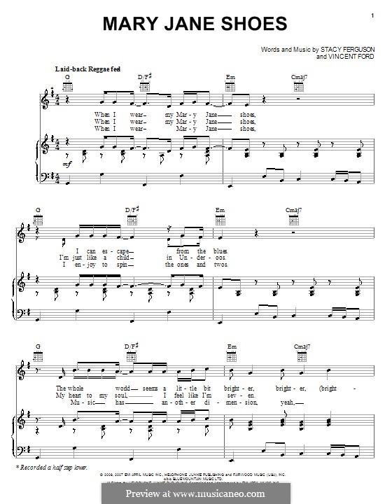 S. Ferguson, V. Ford Mary Jane Shoes (Fergie) ноты на MusicaNeo