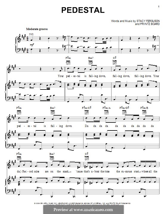 Pedestal (Fergie): Для голоса и фортепиано (или гитары) by Printz Board, Stacy Ferguson