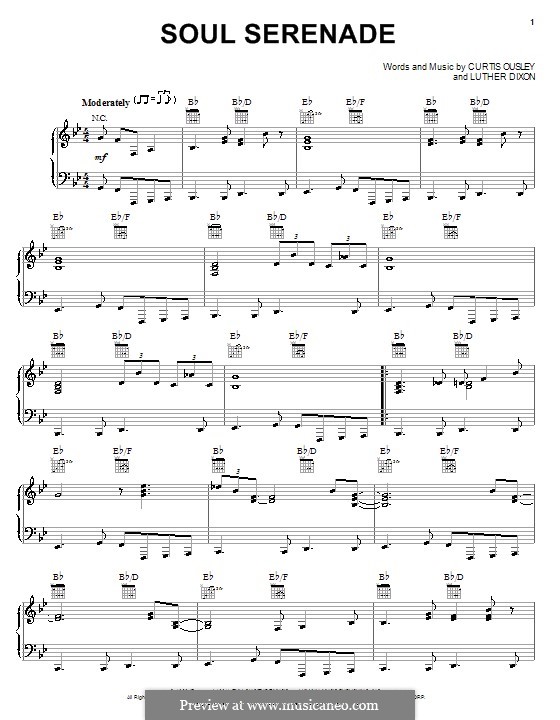 Soul Serenade (Willie Mitchell): Для голоса и фортепиано (или гитары) by Curtis Ousley, Luther Dixon