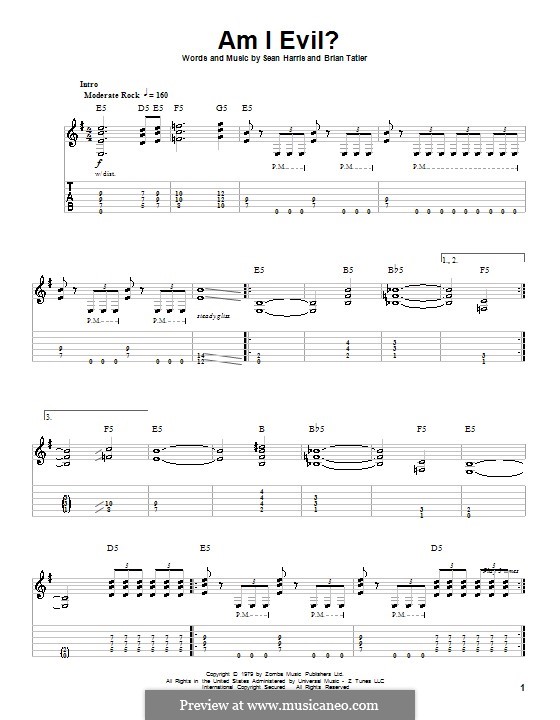 Am I Evil? (Metallica): Гитарная табулатура by Brian Tatler, Sean Lindon Harris