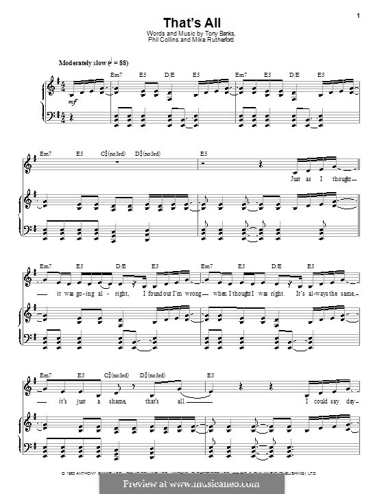 That's All (Genesis): Для голоса и фортепиано (или гитары) by Tony Banks, Mike Rutherford, Phil Collins