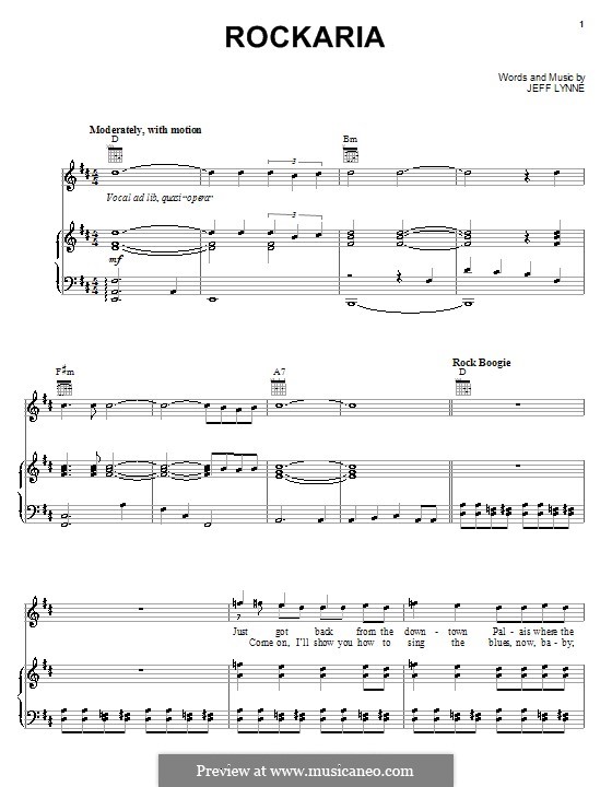 Rockaria (Electric Light Orchestra): Для голоса и фортепиано (или гитары) by Jeff Lynne