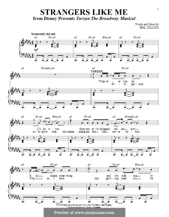 Strangers Like Me (from Tarzan): Для голоса и фортепиано (или гитары) by Phil Collins