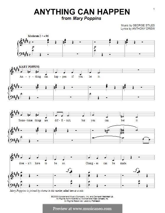 Anything Can Happen: Для голоса и фортепиано (или гитары) by George Stiles
