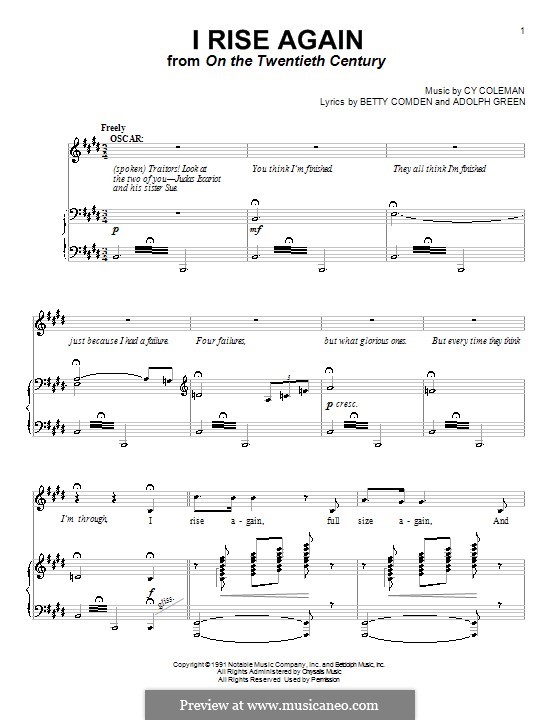I Rise Again: Для голоса и фортепиано (или гитары) by Cy Coleman
