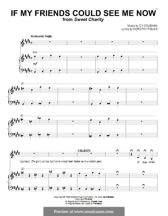 If My Friends Could See Me Now (from Sweet Charity): Для голоса и фортепиано (или гитары) by Cy Coleman