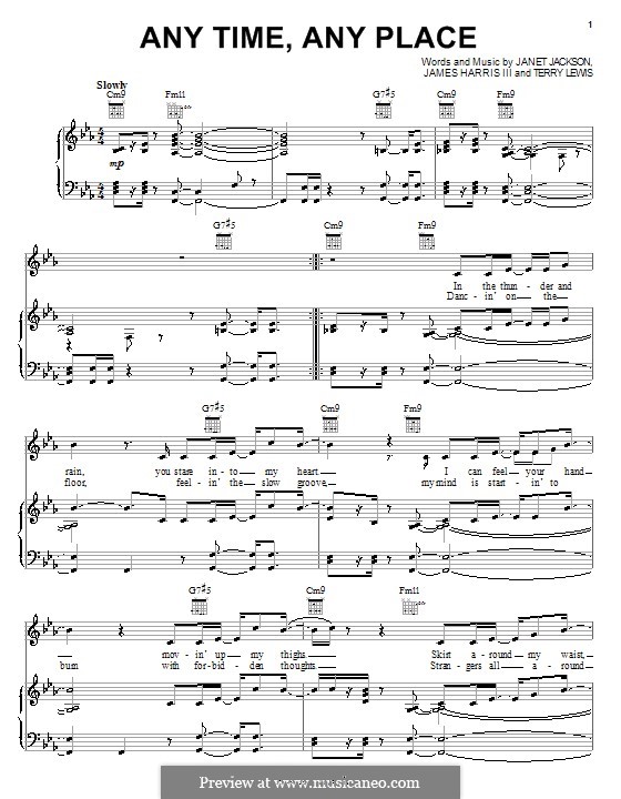 Any Time, Any Place (Janet Jackson): Для голоса и фортепиано (или гитары) by James Samuel Harris III, Terry Lewis