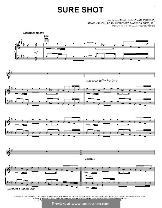 Sure Shot (Beastie Boys): Для голоса и фортепиано (или гитары) by Adam Horovitz, Adam Yauch, Jeremy Steig, Mario Caldato, Michael Diamond, Wendell Fite