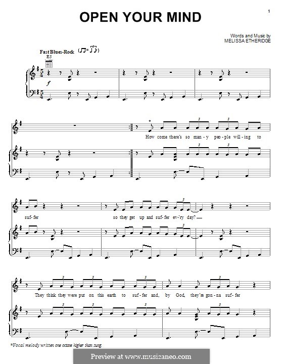 Open Your Mind: Для голоса и фортепиано (или гитары) by Melissa Etheridge