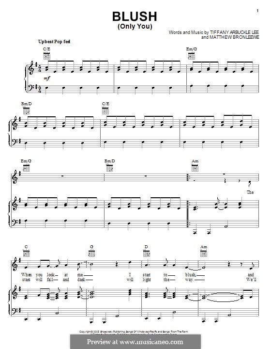 Blush (Only You): Для голоса и фортепиано или гитары (Plumb) by Matt Bronleewe, Tiffany Arbuckle Lee