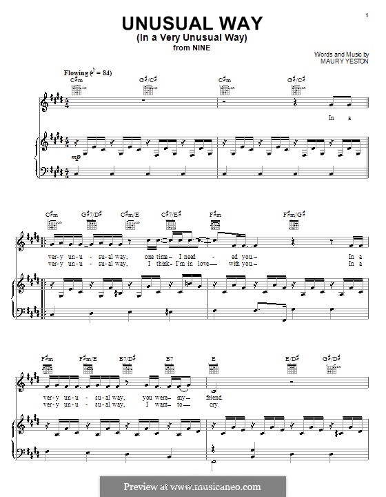 Unusual Way (In a Very Unusual Way): Для голоса и фортепиано (или гитары) by Maury Yeston