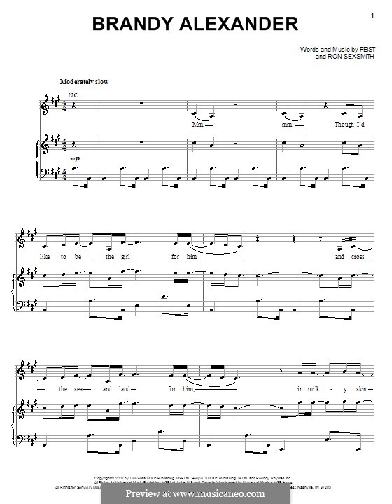Brandy Alexander (Feist): Для голоса и фортепиано (или гитары) by Ron Sexsmith