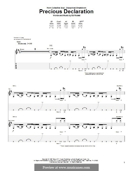 Precious Declaration (Collective Soul): Гитарная табулатура by Ed Roland
