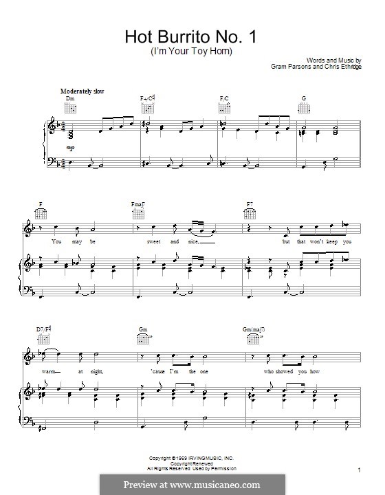 Hot Burrito No.1 (I'm Your Toy Horn): Для голоса и фортепиано (or guitar)( by Chris Ethridge