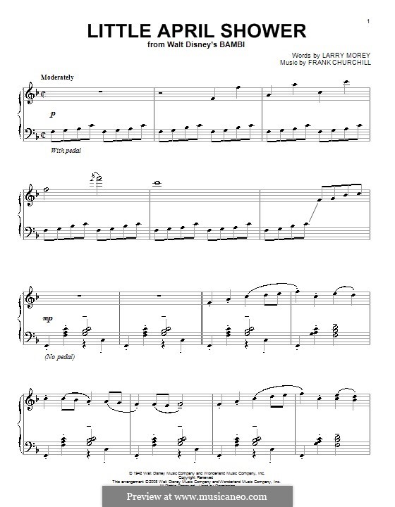 Little April Shower (from Bambi): Для фортепиано (фа мажор) by Frank Churchill