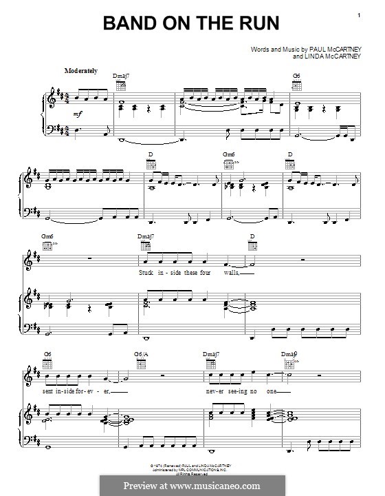 Band on the Run (Wings): Для голоса и фортепиано (или гитары) by Linda McCartney, Paul McCartney