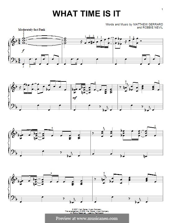 What Time Is It (from High School Musical 2): Для фортепиано by Matthew Gerrard, Robbie Nevil