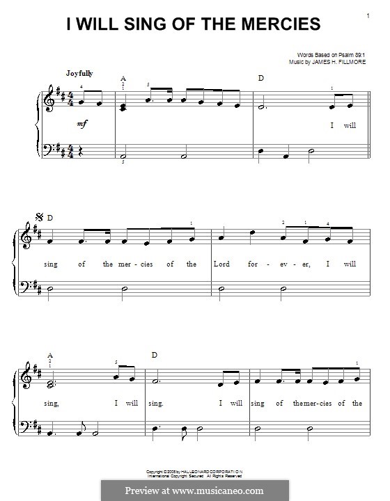 I Will Sing of the Mercies: Для фортепиано (легкий уровень) by James Henry Fillmore